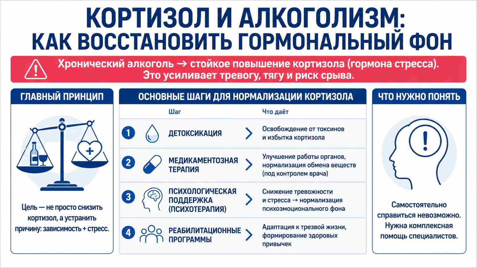 Инфографика о связи кортизола и алкоголизма